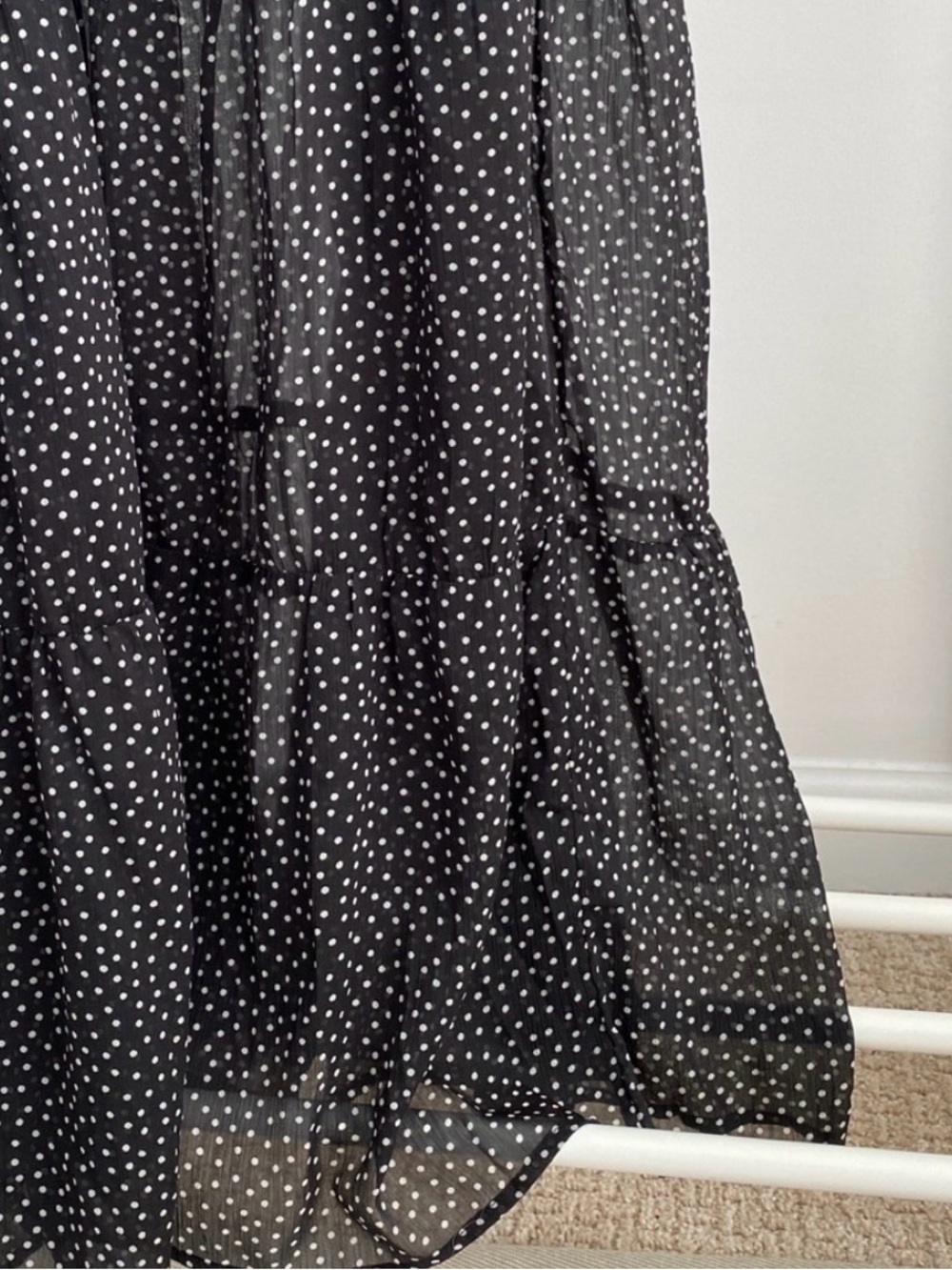 Abercrombie & Fitch Love Struck Maxi Tiered Dress Black White Polka Dot Medium M - Picture 4 of 7